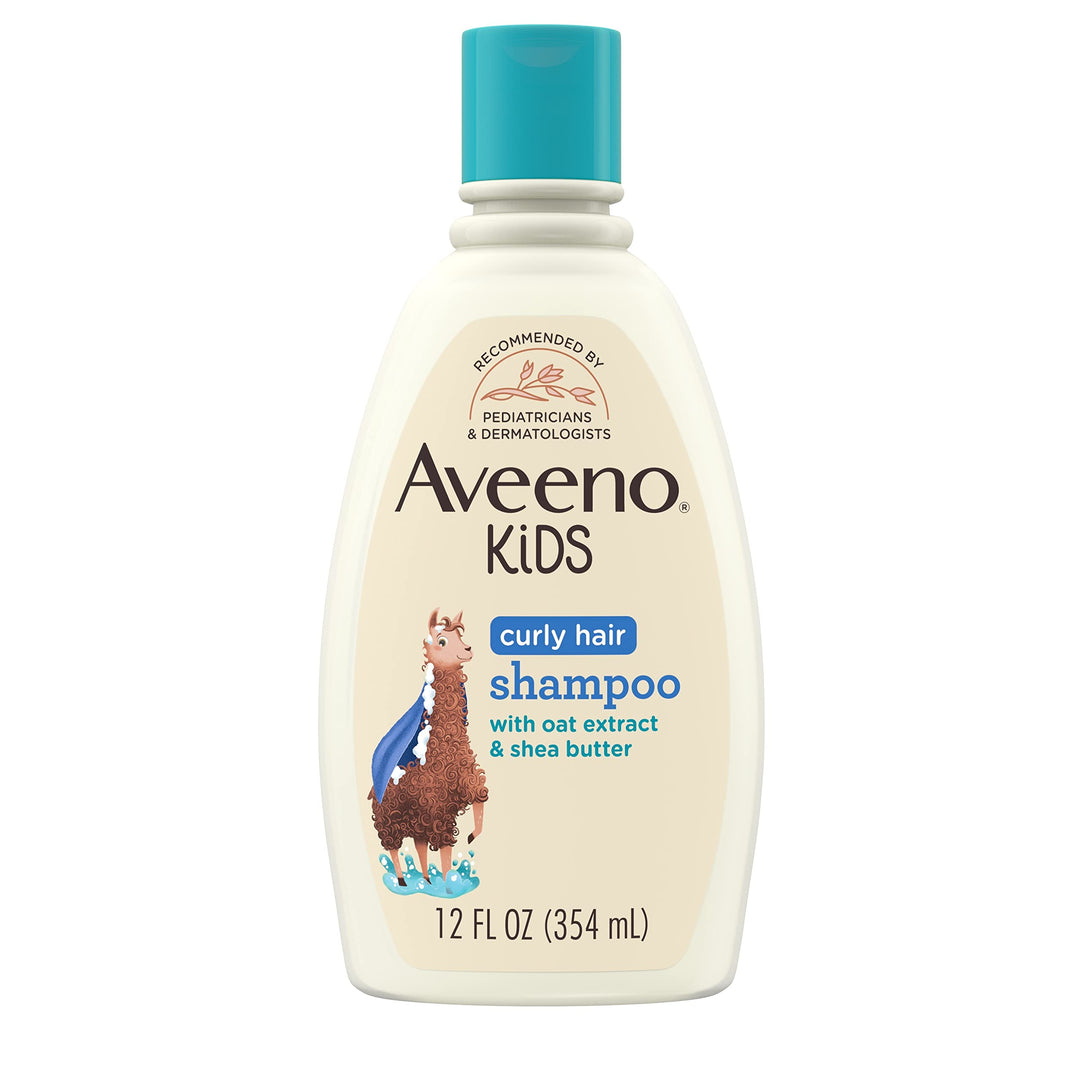 Aveeno Kids Curly Hair Shampoo With Oat Extract & Shea Butter, Gently Cleanses, Nourishes, & Hydrates Curly Hair, Tear-Free & Su