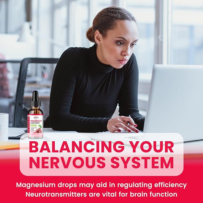 2 Pack Magnesium Glycinate Liquid Drops, 1000mg of Magnesium Glycinate, Taurate & Citrate Liquid Drops for Bone, Sleep, Calm, Muscle, Energy & Relaxation, High Absorption, Sugar-Free Cherry Flavor