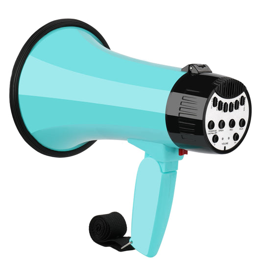 MGROLX 20W Megaphone Bullhorn| Bull Horn Loud Speaker with Bluetooth | Mega Phone Built-in Siren & Whistle Plus Recording funcation | Voice Changer for Adults, Kids, Party Games and Outdoor (Teal)