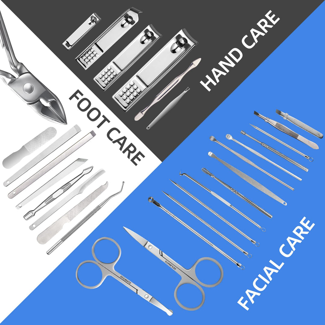 Manicure Set 30 in 1 Fingernail Clipper Set,RedFlow Nail Clippers & Toenail Clippers,Manicure Kit,Pedicure Kit,Suitable for Travel Manicure Tools,Nail Kit with Everything Profe (Black)