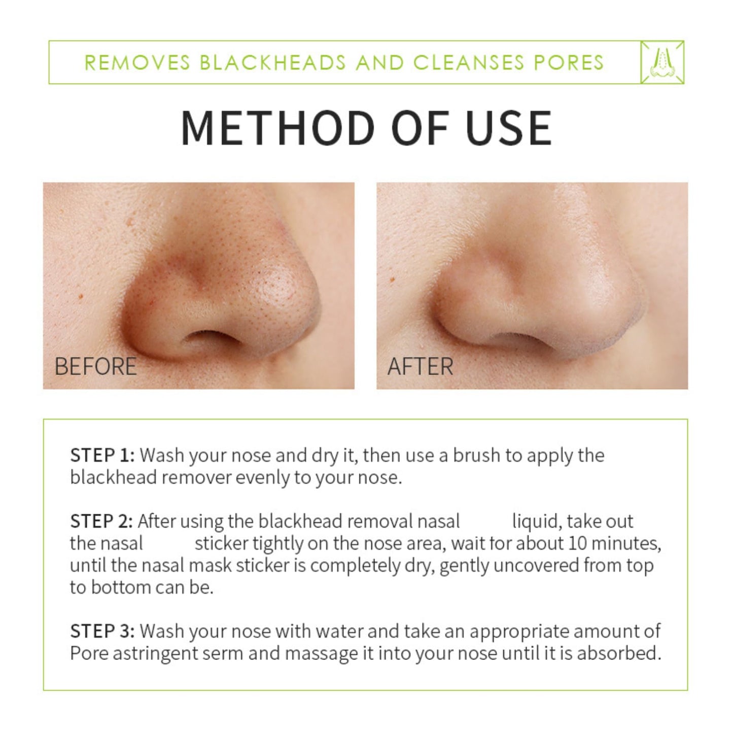 3PCS Face Care Kit & Set - Firming Skin & Blackhead Remover for Face Set – Deep Cleansing Nose care Kit with No/se Blackhead removal Liquid, 50pcs No/se Pore Strips & Pore Minimising Serum