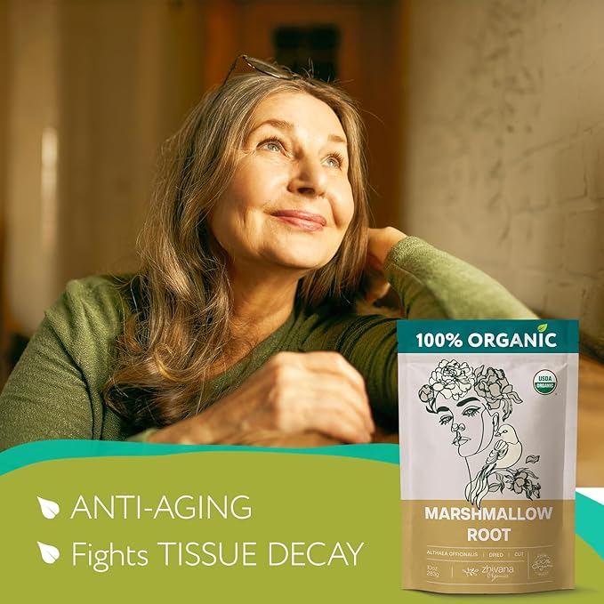 Organic Marshmallow Root (2 Pack) – All-Natural, Pure Herbal Tea for Soothing Throat & Digestive Health