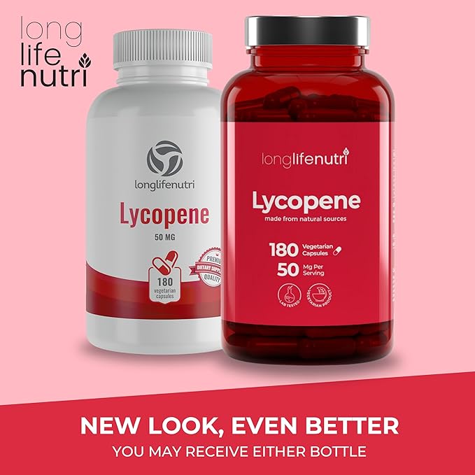 Lycopene 50mg 180 Vegetarian Capsules | Supplement Health | Natural Tomato Extract Non-GMO | Pure Powder