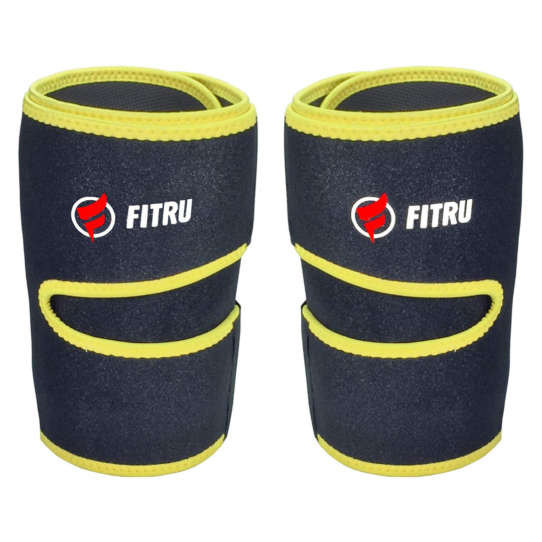 Fitru Premium Thigh Trimmers for Men & Women - Body Wrap Sauna Waist Trainer for Your Legs (Yellow, L: 33" X 9")