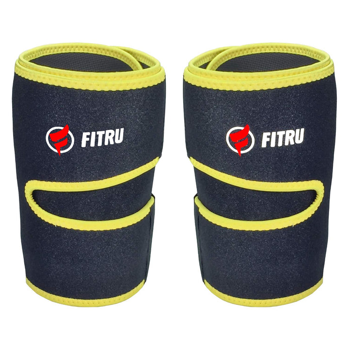 Fitru Premium Thigh Trimmers for Men & Women - Body Wrap Sauna Waist Trainer for Your Legs (Yellow, L: 33" X 9")