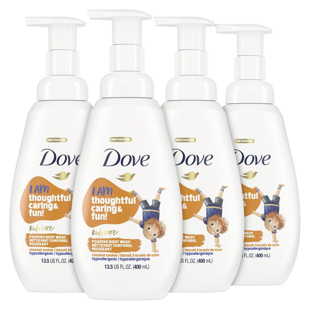Dove Foaming Body Wash 4 Count For Kids Coconut Cookie Sulfate-Free Skin Care, 13.5 Fl Oz