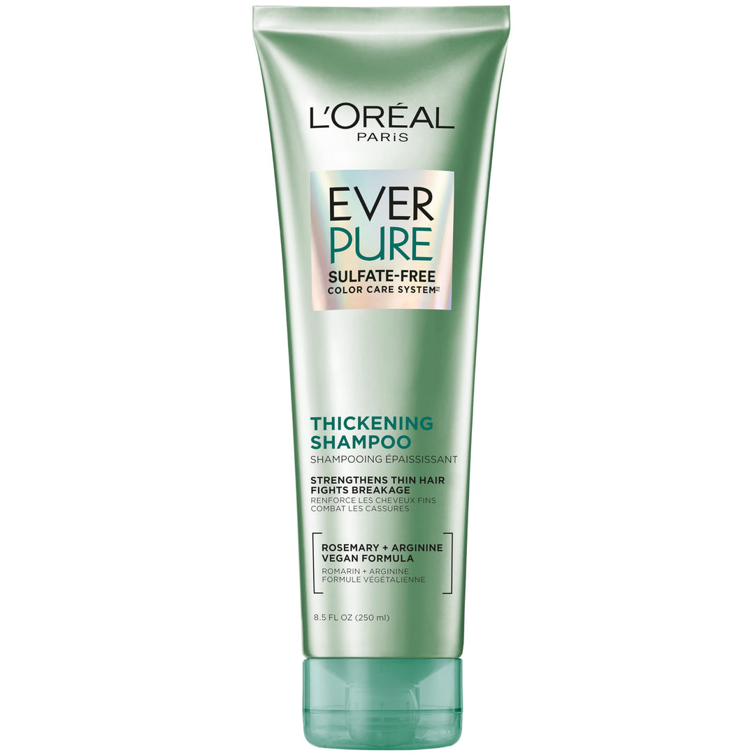 L'Oreal Paris Thickening Sulfate Free Shampoo, Thickens + Strengthens Thin, Fragile Hair, Hair Care with Rosemary Leaf, EverPure, 8.5 Fl Oz (Packaging May Vary)