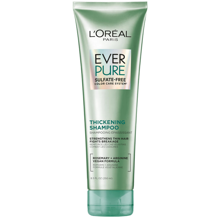 L'Oreal Paris Thickening Sulfate Free Shampoo, Thickens + Strengthens Thin, Fragile Hair, Hair Care with Rosemary Leaf, EverPure, 8.5 Fl Oz (Packaging May Vary)