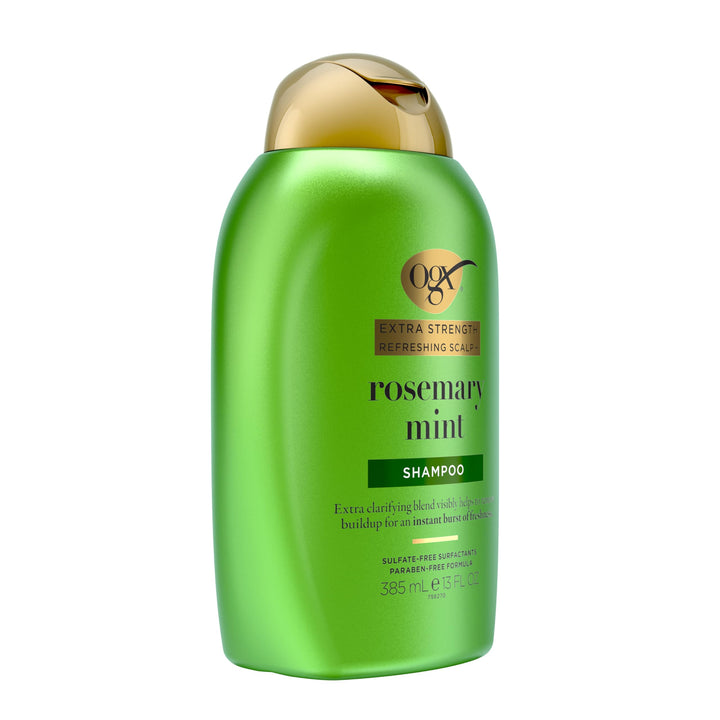 OGX Extra Strength Refreshing Scalp + Rosemary Mint Shampoo, Clarifying Wash Visibly Helps Remove Oil & Residue to Clear Away Buildup, Sulfate-Free Surfactants, 13 fl. Oz