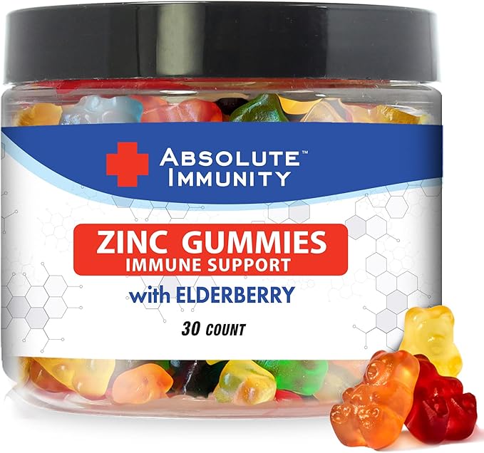 Absolute Immunity-Elderberry Gummy Bears to Maximize Your Potential with ZINC infussed Gummies, Delicious & Potent Combo for Robust Health,The Ultimate Immune Support Gummies for Adults & Kids 30ct.