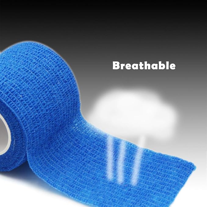 First Aid Self Adherent Cohesive Bandages, First Aid Tape Cohesive Wrap Bandage, Colorful Bandages(2 inches x 5 Yards,6 Packs,Blue)