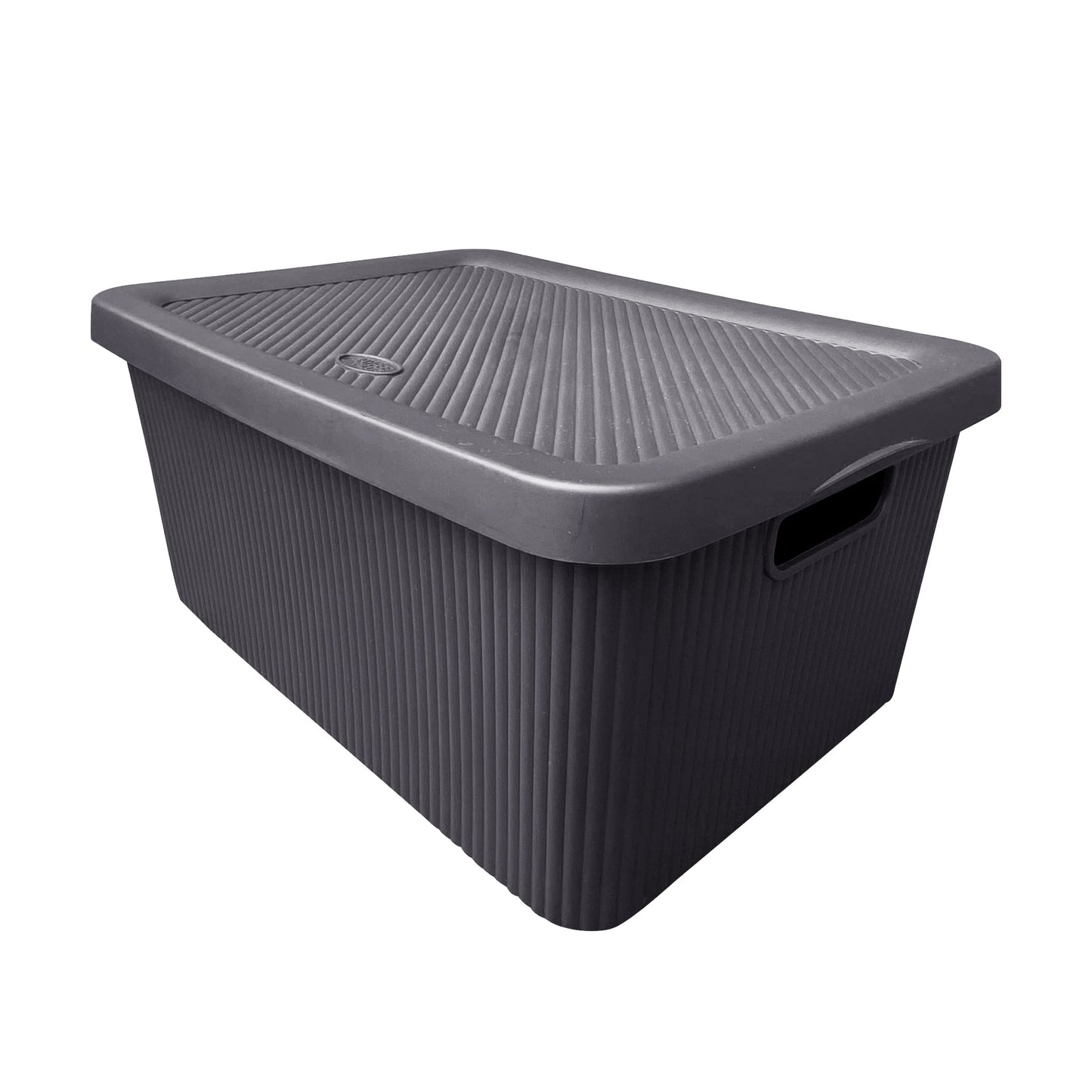 (Set of 3) 14L Litre Multipurpose Utility Plastic Storage Box With Lid & Handles Stackable Basket Container Lidded Storage Decorative Household Organiser Cosmetics Shelves (Bottle Grey)