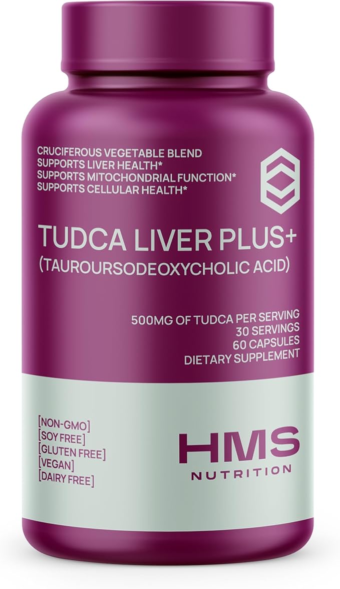 TUDCA Liver Plus+, Supports Liver Cleanse Detox & Repair, Supplement with Milk Thistle Seed Extract, Vitamin B12, Folate, & Cruciferous Vegetable Complex, 60 Capsules