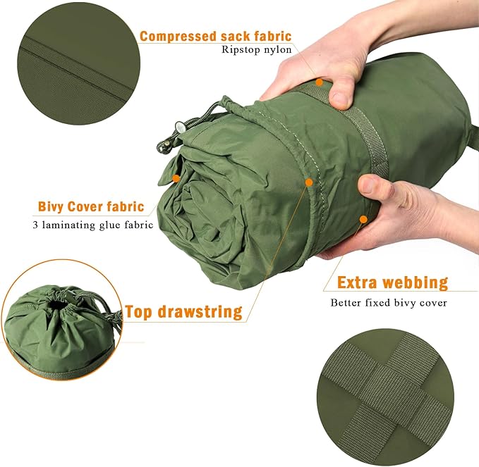 Bivy Cover Sack for Military Army Modular Sleeping System, Waterproof Outer Shell for Sleeping Bag, Minimalist Stealth Shelter
