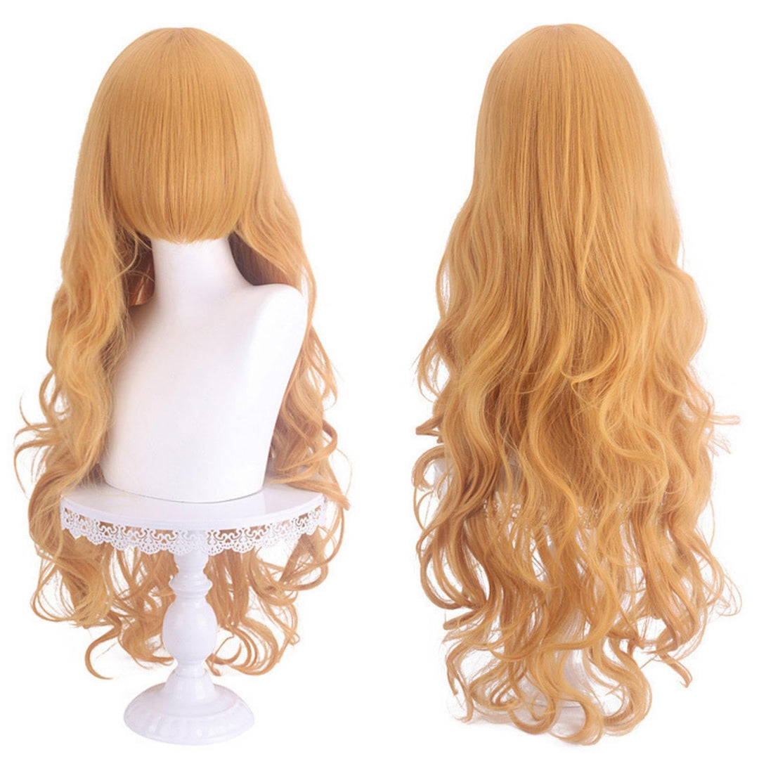 MOJUN Long Wavy Wig for Women 31.5" Long Natural Wavy Curly Wigs with Bangs Synthetic Heat Resistant Fiber Hair Wig for Halloween Cosplay Daily Party Wig, JF80-6
