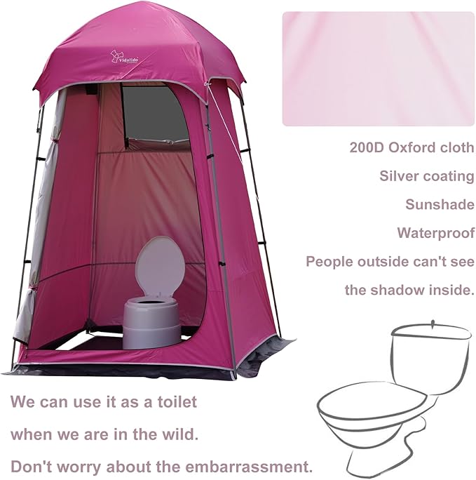 Vidalido Outdoor Camping Shower Tent Easy Setup Privacy Tent Changing Room Portable Camp Shower Tents for Camping with Floor, Waterproof Privacy Shelters Camping Toilet Tent