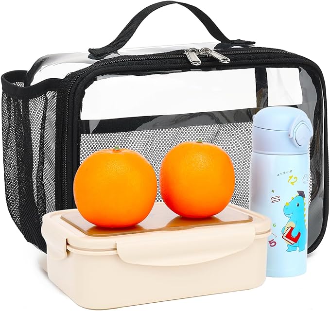 FlowFly Kids Lunch box Insulated Soft Bag Mini Cooler Back to School Thermal Meal Tote Kit for Girls, Boys,Clear
