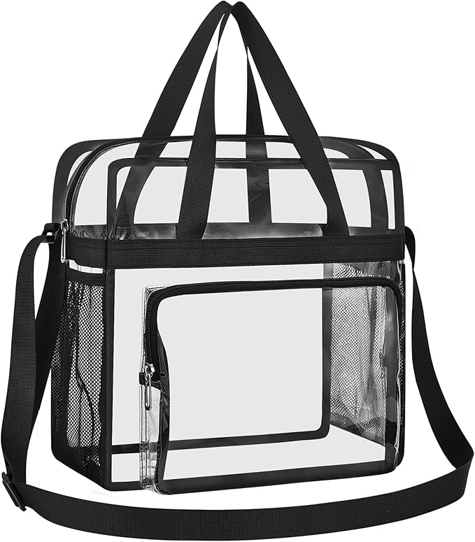 USPECLARE Clear Tote Stadium Approved, Security Travel & Gym Clear Bag for Work Sports Games Concerts