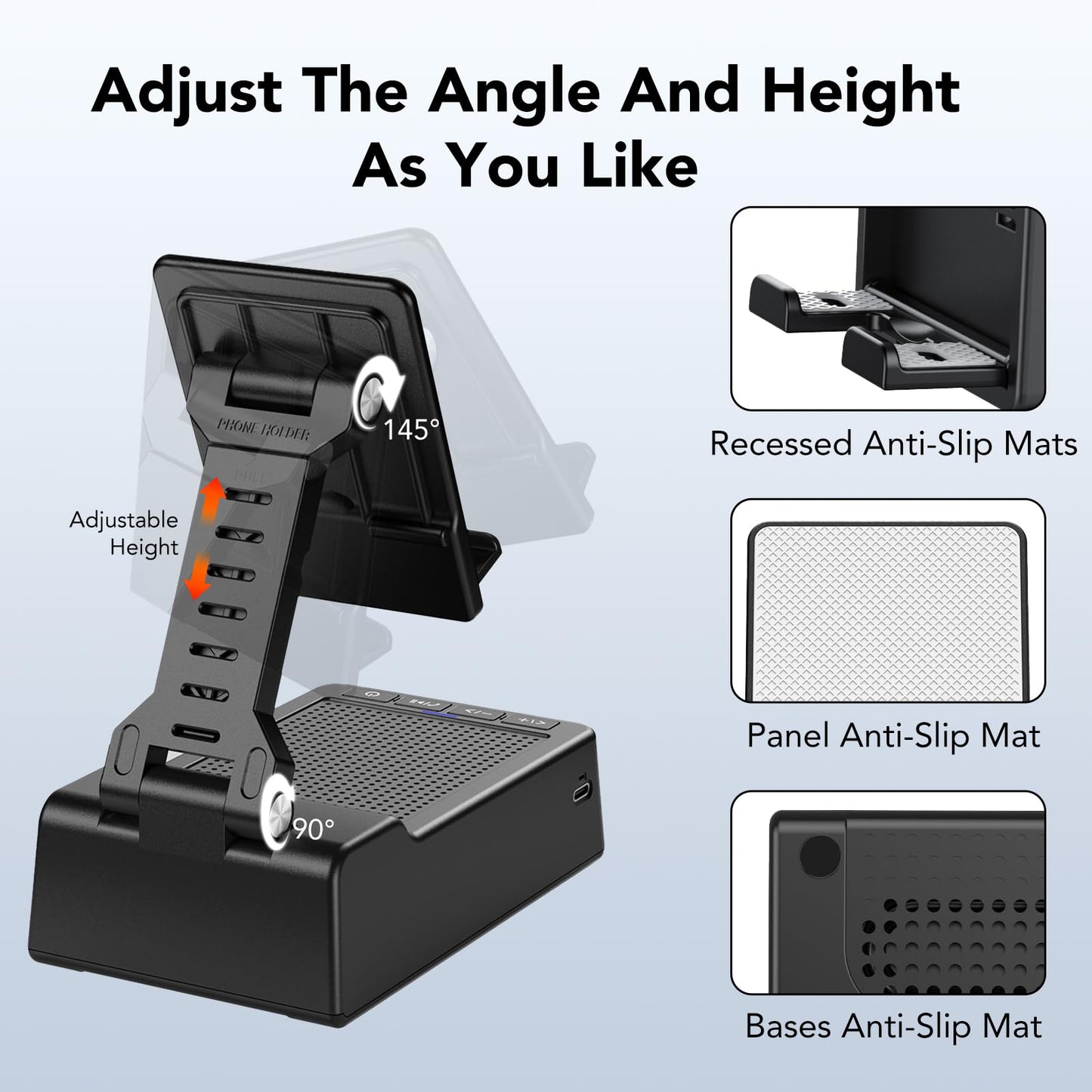 taopodo Foldable Phone Stand with Wireless Bluetooth Speaker and Anti-Slip Base, Birthday Gifts for Men/Women, Gadgets for Anniversary Idea Gift, Stocking Fillers for Beloved