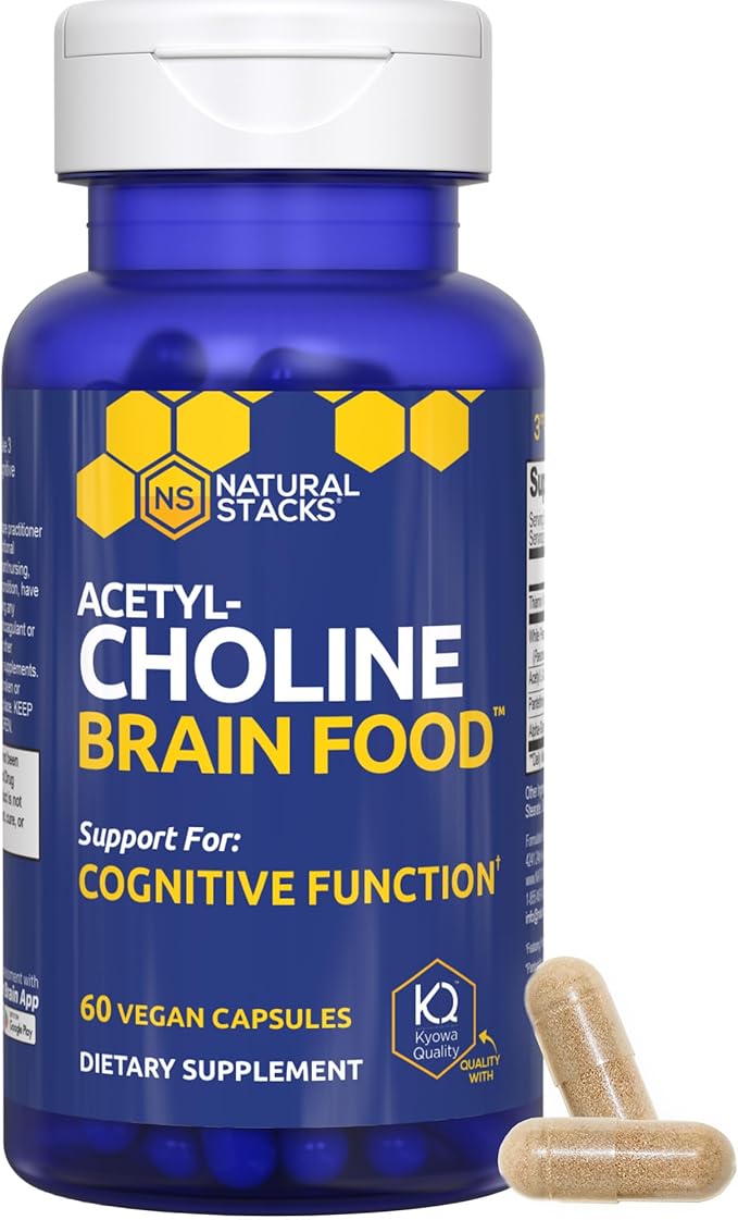 Acetylcholine Brain Food - Acetyl L-Carnitine & Alpha GPC Supplement - Supports Production of Acetylcholine - Neurotransmitter Supplement for Cognitive Function - 60 Capsules