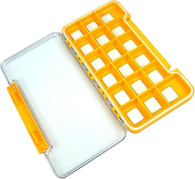 Waterproof Fly Fishing Box Slim Fishing Storage Fishing Tackle Case Multi Magnetic Compartments Tackle Hook Storage Box7.36"X4.02"X0.63" (187X102X16mm)(Orange-H046L18C)