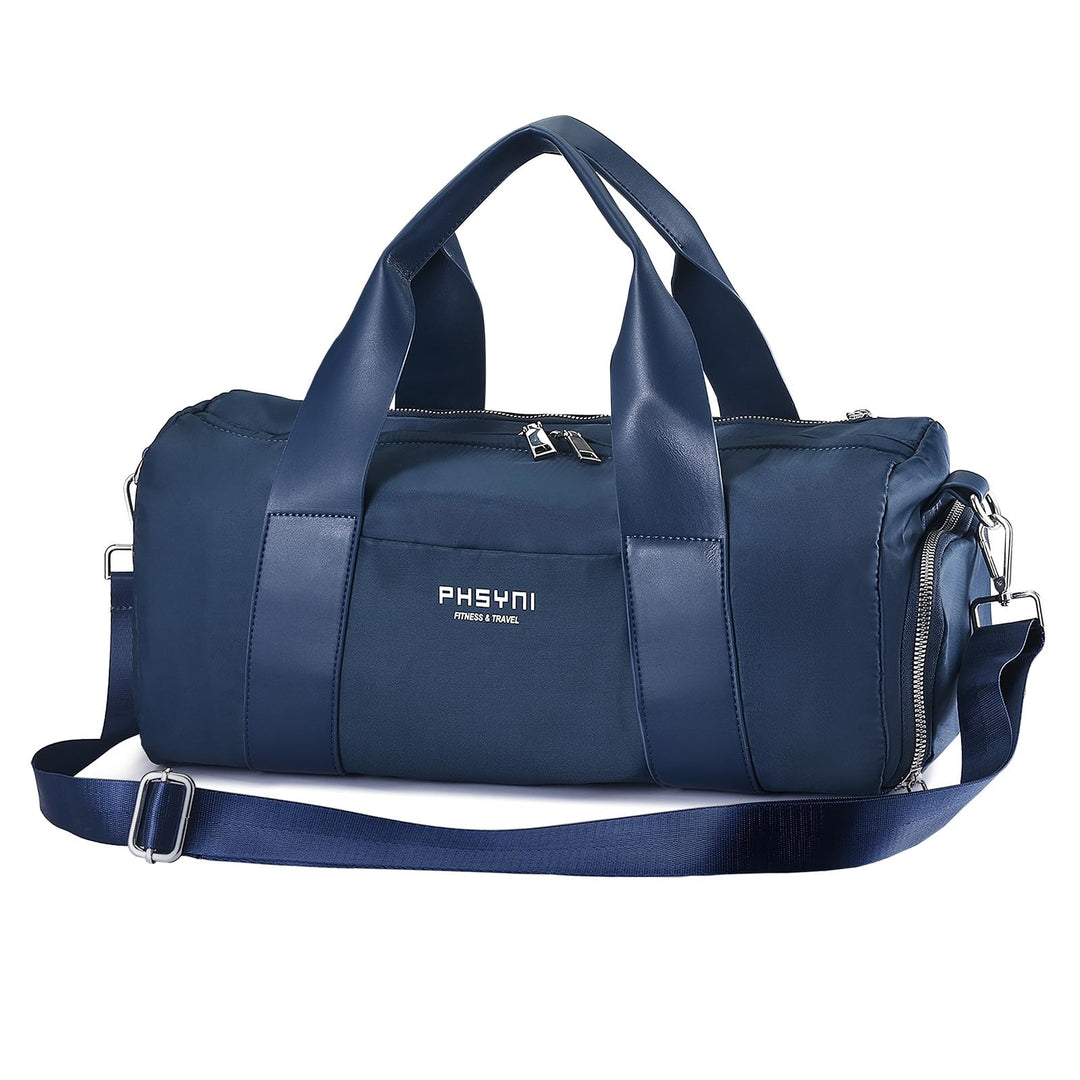 PHSYNI Compact Sports Gym Bag for Women and Man, Cute Mini Duffle Bag with Wet Pocket & Shoes Compartment, Personal Item Travel Workout Bag, 16"-Small, Navy