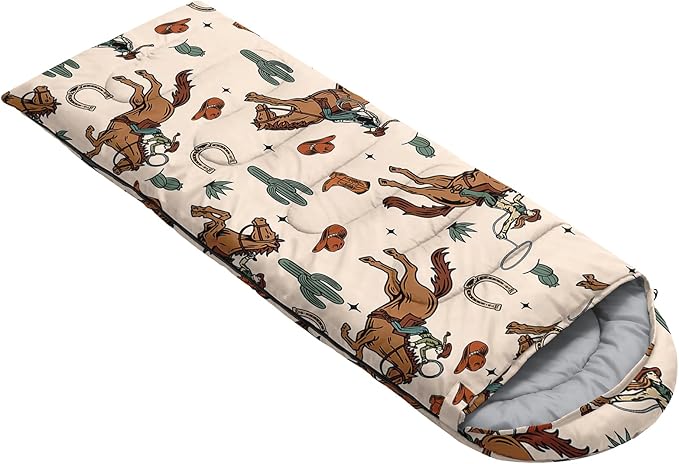 AILONEN Cartoon Fox Camping Sleeping Bag for Boys Girls Adults,Lightweight & Waterproof,3 Season Warm & Cold Weather,Portable,Kawaii Fox Printed Sleeping Bag,Traveling,Camping,Hiking