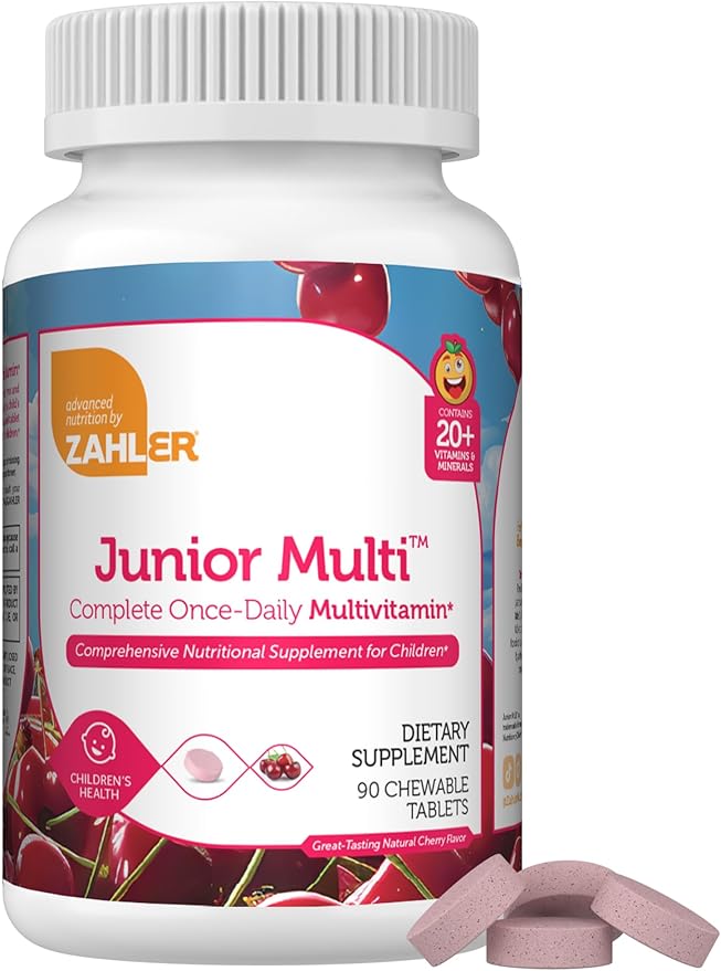 Zahler Kids Multivitamin Chewable Vitamin Tablet - Complete One Daily Kids Vitamins Supplement - Contains 20+ Minerals & Vitamins for Kids & Toddlers - Kosher Multivitamins Cherry Flavor (90)