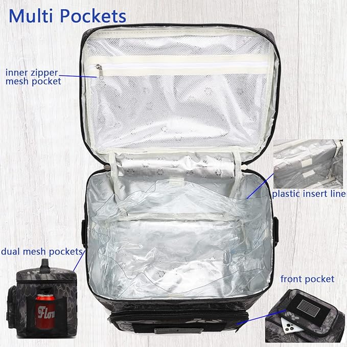 FlowFly Lunch Bag, Insulated Cooler, Thermal Lunch Box Tote with MOLLE/PALS Webbing, Adjustable Padded Shoulder Strap, for Tactical Men Women Adults and Boys Girls Kids (Typhon, Large)