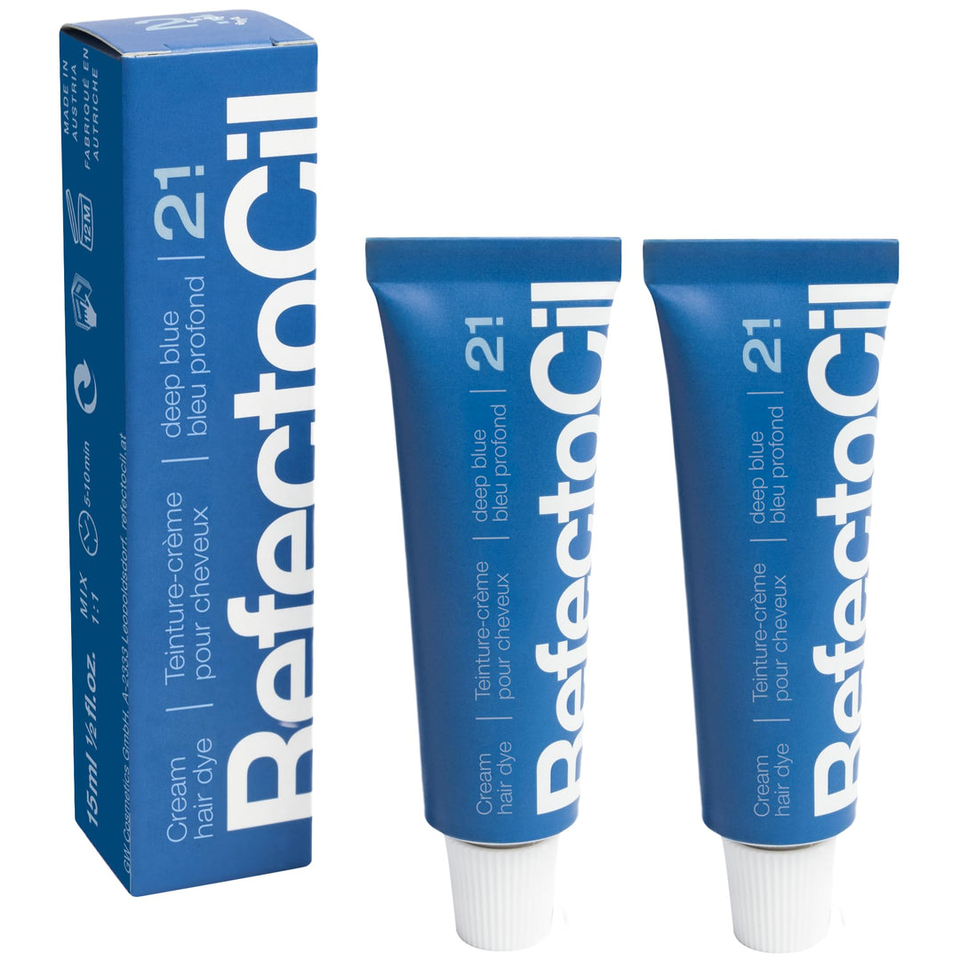 RefectoCil Cream Hair Dye 2-Pack – Professional Hair Tint for Long-Lasting Color – Deep Blue (#2.1)