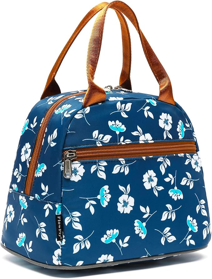 FlowFly Insulated Lunch Cooler Bag - Tote Bag Organizer for Women/Men, Floral