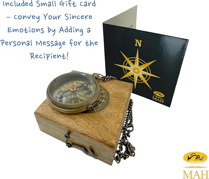 True North Compass – Go Confidently in The Direction of Your Dreams – Embossed Brass Compass – Graduation, Confirmation, Birthday, Motivational Gift for Him, Her, Students, Boys, Girls, High School