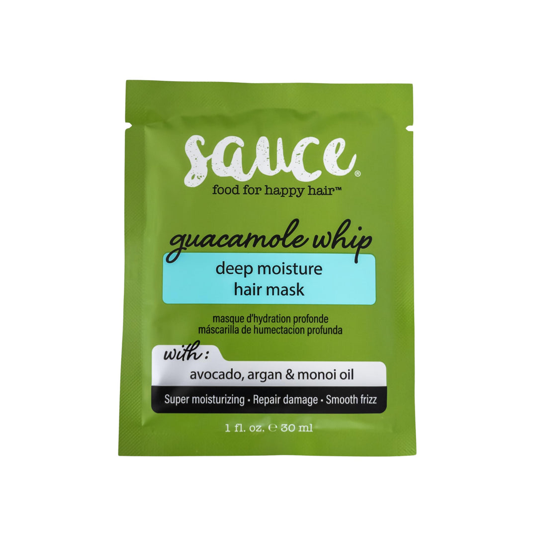 SAUCE BEAUTY Deep Conditioning Hair Mask (1 Fl Oz) Guacamole Whip Hair Mask for Damaged Hair & Frizz Control with Avocado, Honey,Monoi & Argan Oil