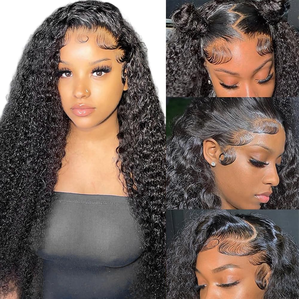 Upiguilk 13X4 Deep Wave Lace Front Wigs Human Hair 180% Density Curly Lace Frontal Wigs Human Hair Wigs For Black Women Hd Trans