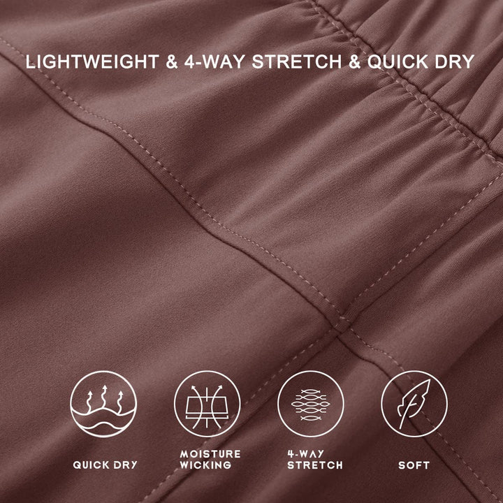 Willit Women's Shorts Hiking athletic Shorts Yoga Lounge Active Workout Running Shorts Comfy Casual with Pockets Brown XS
