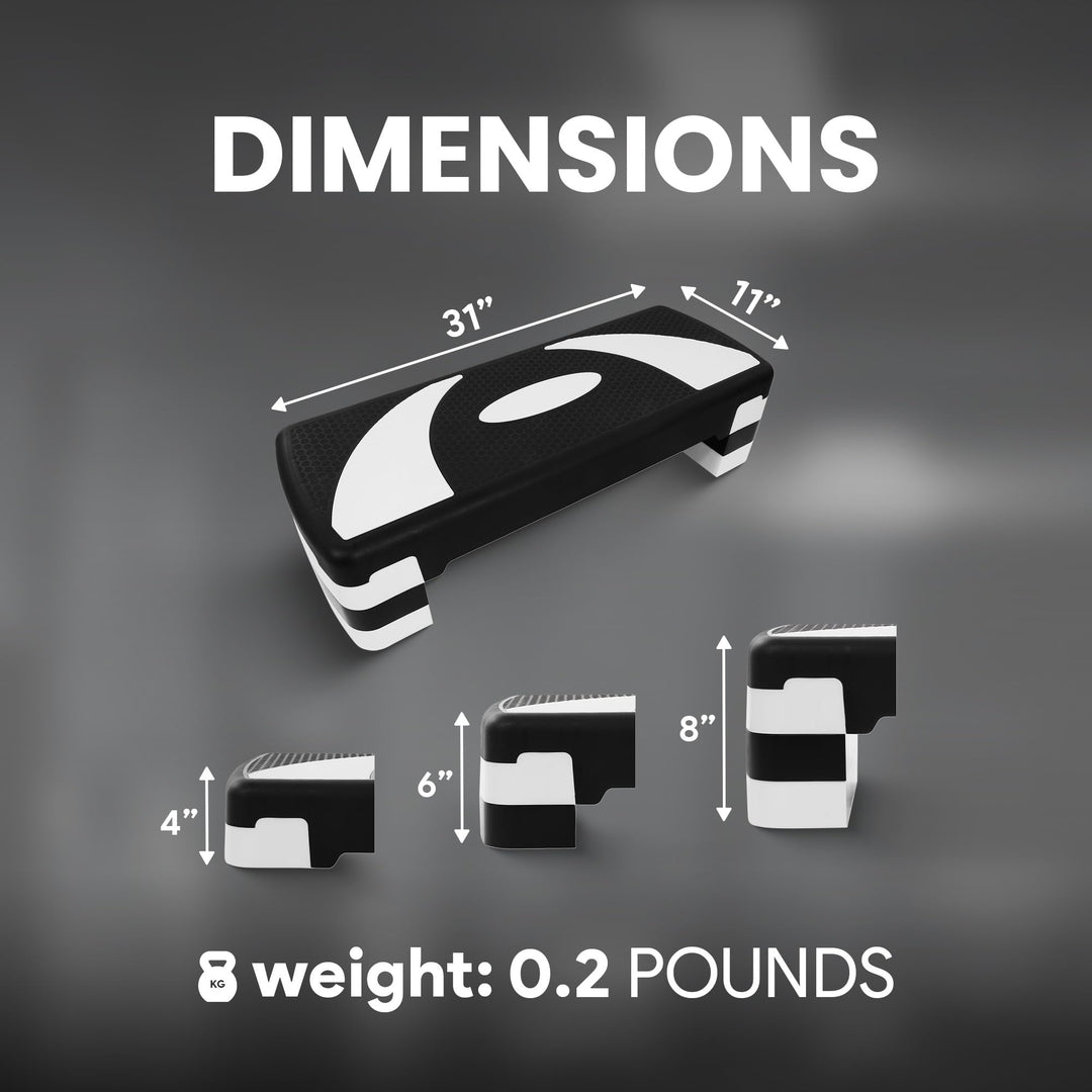 BalanceFrom Fitness Lightweight Portable Adjustable Height Workout Aerobic Stepper Step Platform Trainer with Raisers, Black/White