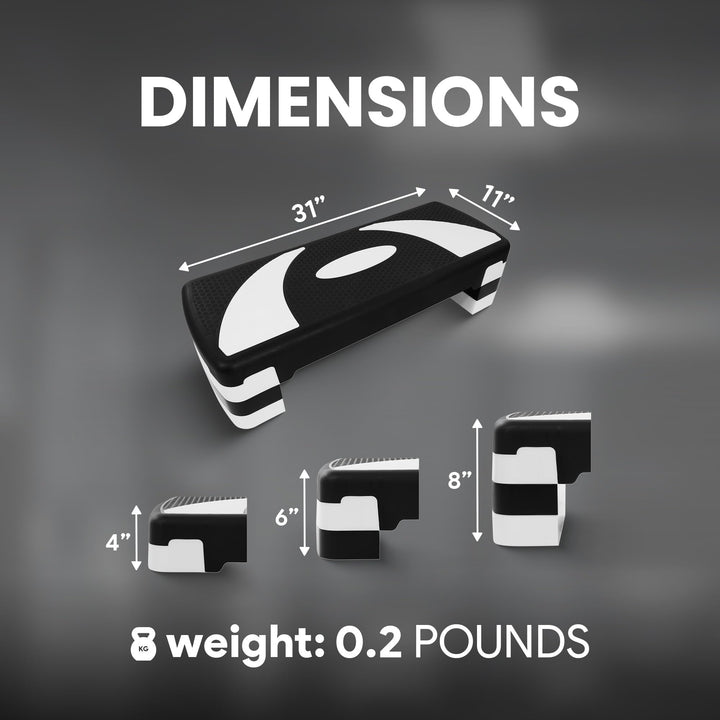 BalanceFrom Fitness Lightweight Portable Adjustable Height Workout Aerobic Stepper Step Platform Trainer with Raisers, Black/White