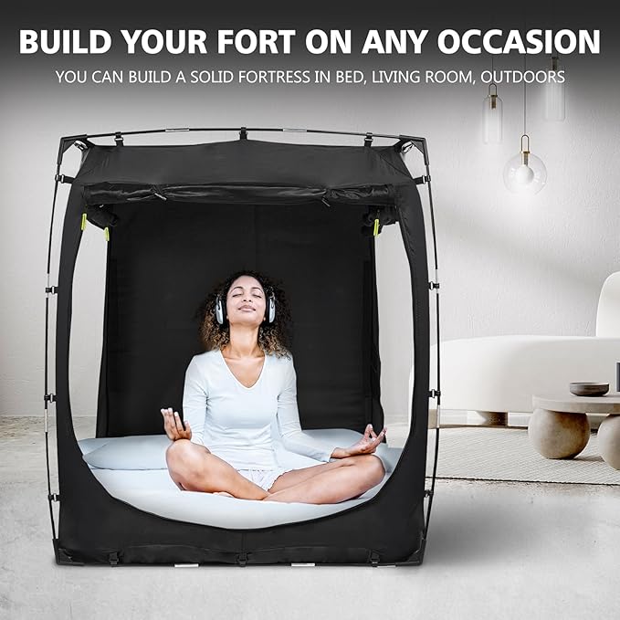 Bed Tent Bed Canopy Full Size Tents for Adult and Kids- Original Design Portable Dream Tent Indoor Sleeping 80% Blackout with 3 Doors Breathable Big Space Tents