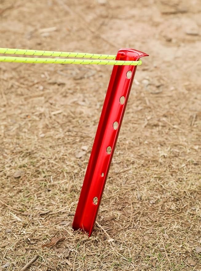 Aluminum Tent Stakes for Camping in Snow & Sand 10PCS Beach Canopy Tent Stakes U-Shaped Tent Pegs Lightweight Ground Nails for Beach Shade Canopy Hiking Backpacking Boating Picnic (Red)