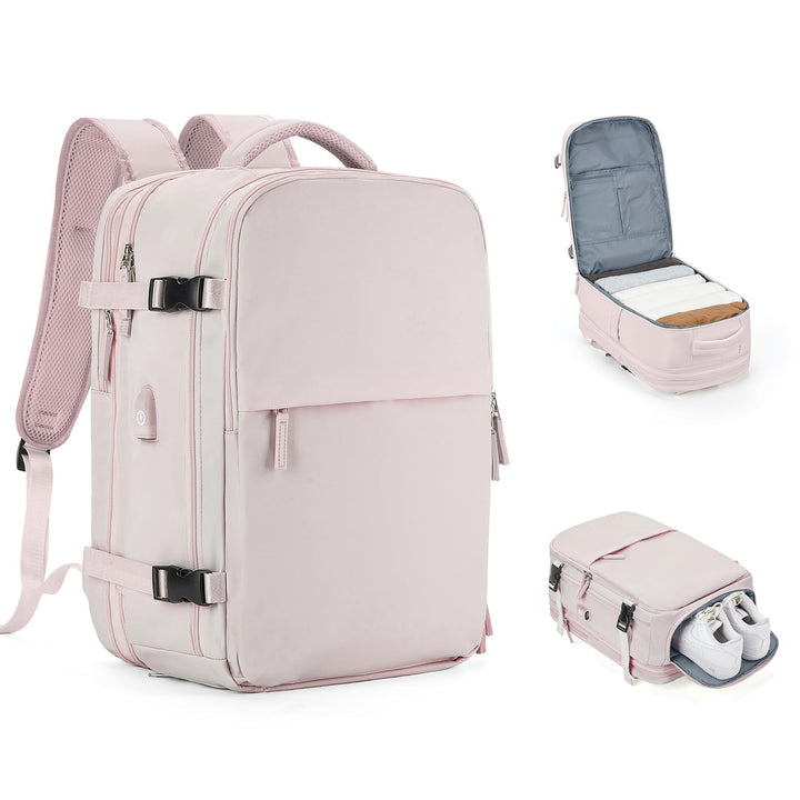 Expandable Backpack For Traveling On Airplane Carry On Backpack For Women Men Airline Approved Personal Item Bag For Airlines Gym Bag For Women Men With Shoe Compartment Waterproof Laptop Backpack