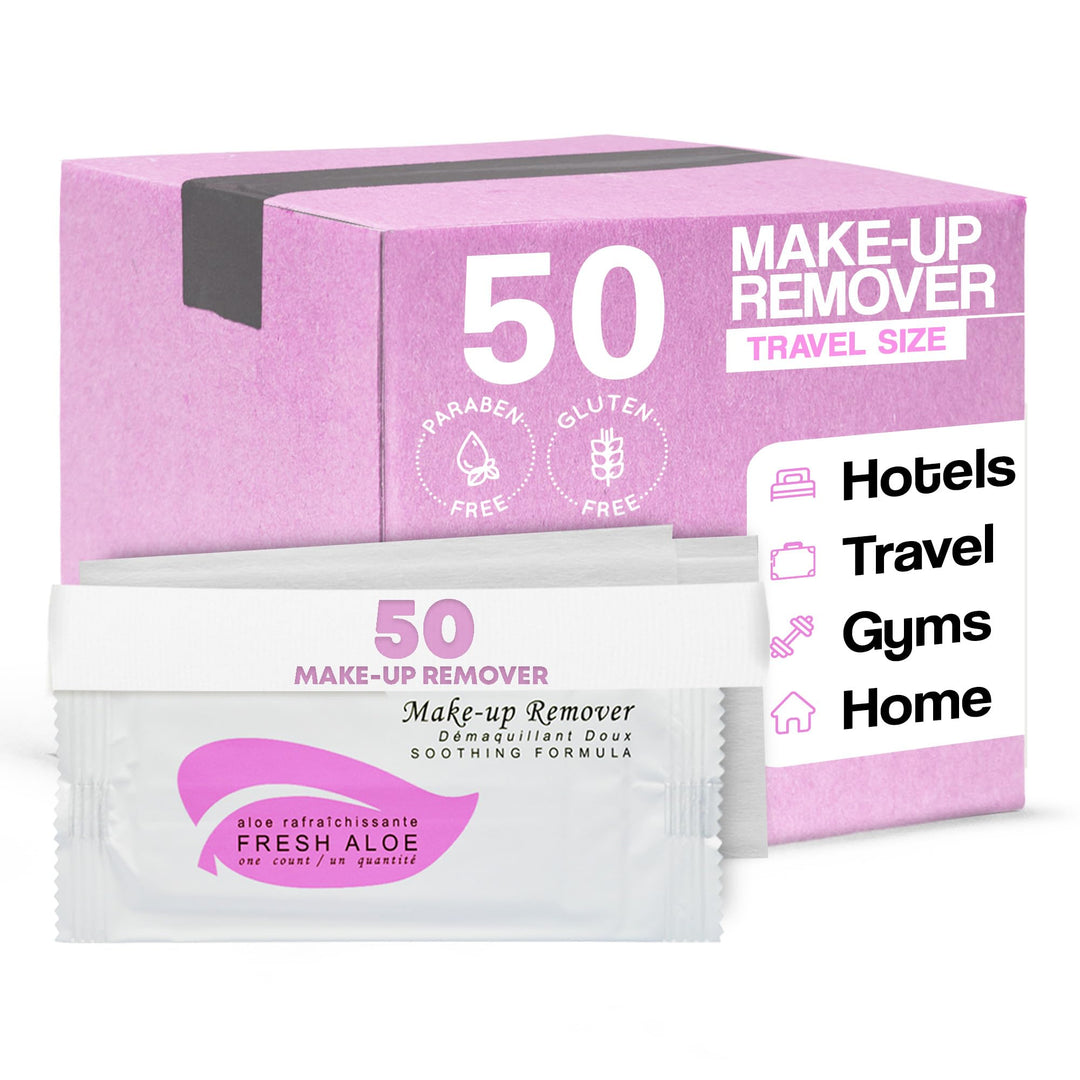 Fresh Aloe Makeup Remover Wipe for Hotel, AirBnB, VRBO, Vacation Rental (Case of 50)