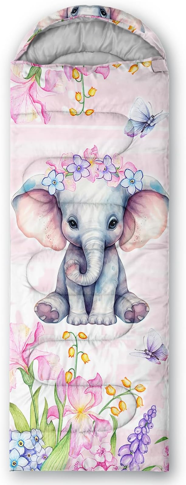 AILONEN Kids Floral Cat Camping Sleeping Bags,Lightweight & Waterproof,3 Season Warm & Cool Weather,Kawaii Kitten Sleeping Bags for Girls Adults,Travelling,Outdoors