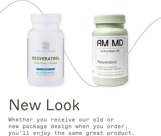 Amy Myers Resveratrol Supplement - Free Radical Scavenger to Support Immune System, Heart Health & Aging - Antioxidant Supplement to Balance Inflammatory Response & Support Blood Circulation, 60 Caps
