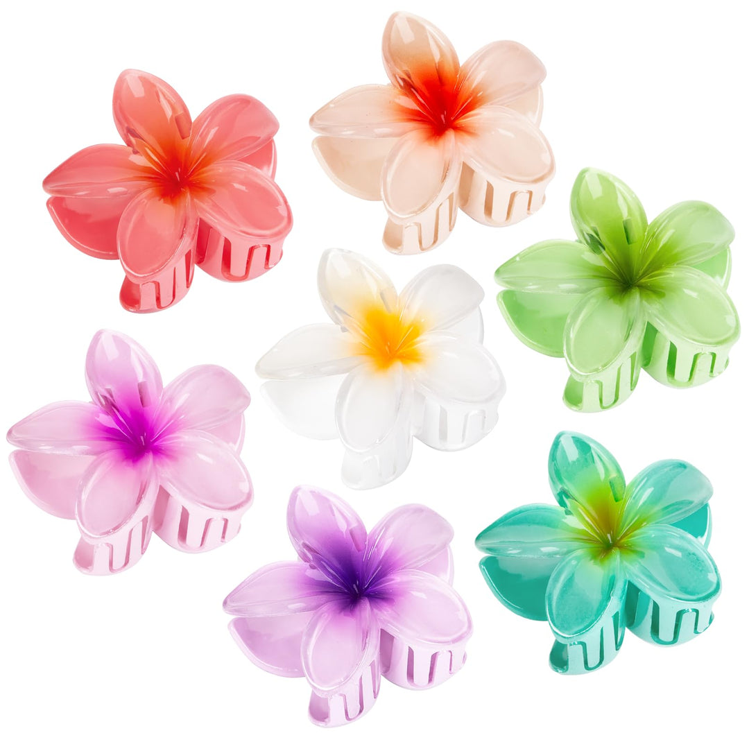Flower Hair Claw Clips for Women, 7 Pack Hawaiian Flower Hair Clips, Summer Beach Hair Accessories