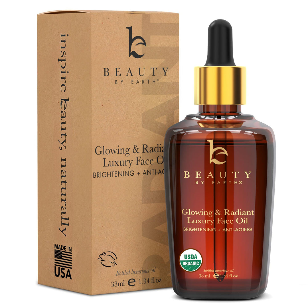 Beauty By Earth Organic Face Oil - Glowing & Radiant, For Dry, Normal Or Sensitive Skin, Moringa, Jojoba Oil & Argan Oil, Face O