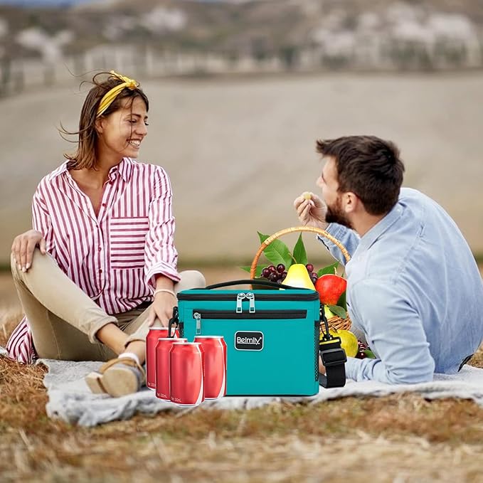 BEIMILY Lunch Box for Men/Women,Small Insulated Lunch Bag,Reusable LunchBox for work Picnic Hiking Beach,Leakproof Soft Cooler Tote Bag Organizer with Adjustable Shoulder Strap for Adults(Teal)