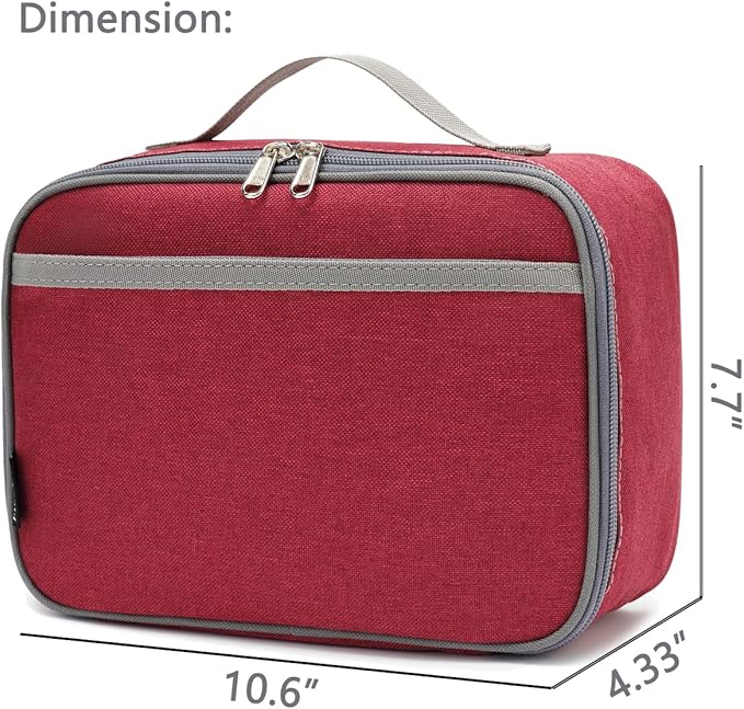 FlowFly Kids Lunch box Insulated Soft Bag Mini Cooler Back to School Thermal Meal Tote Kit for Girls, Boys,Women,Men, Deep Red