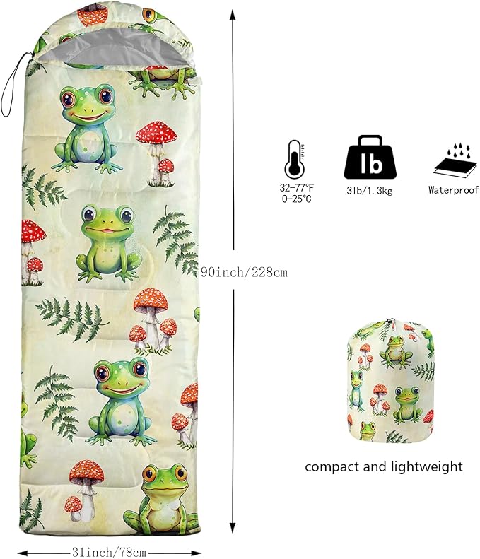 AILONEN Kids Floral Cat Camping Sleeping Bags,Lightweight & Waterproof,3 Season Warm & Cool Weather,Kawaii Kitten Sleeping Bags for Girls Adults,Travelling,Outdoors