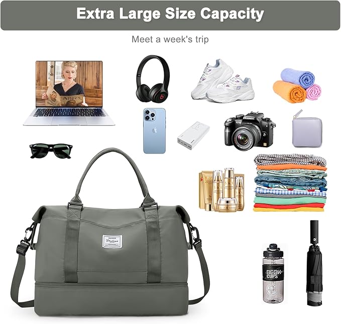 Travel Duffel Bag,Sports Tote Gym Bag,Shoulder Weekender Overnight Bag for Women