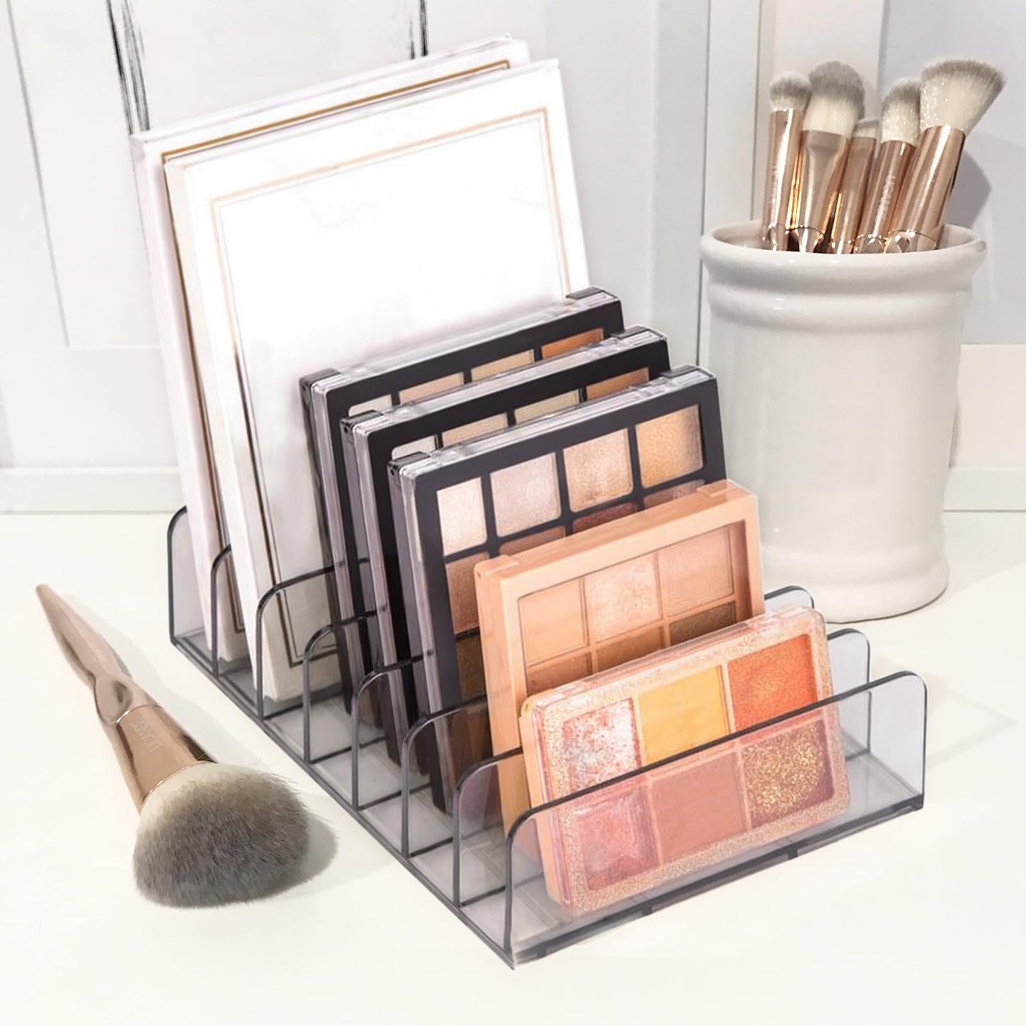 2PCS Plastic Storage Box for Makeup Palette Organiser, Clear Eyeshadow Palette Organizer for Dresser Vanity